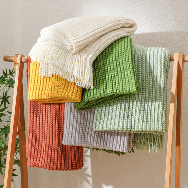 Throw Blanket Chunky Knit - Boho Chunky Waffle Knit Throw Blanket