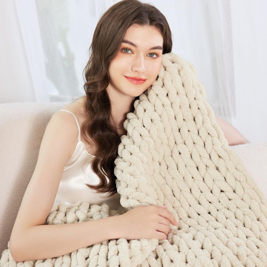 Chunky Knit Blanket Throw 51