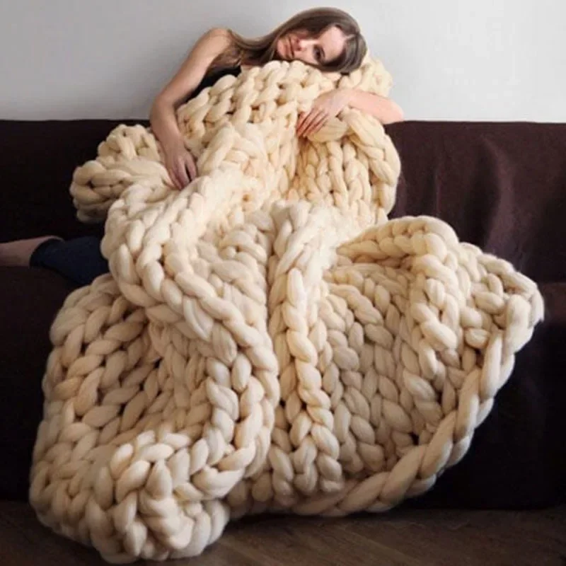 hot Handmade Chunky Knitted Bl - Throw Blanket Chunky Knit 评论和价格
