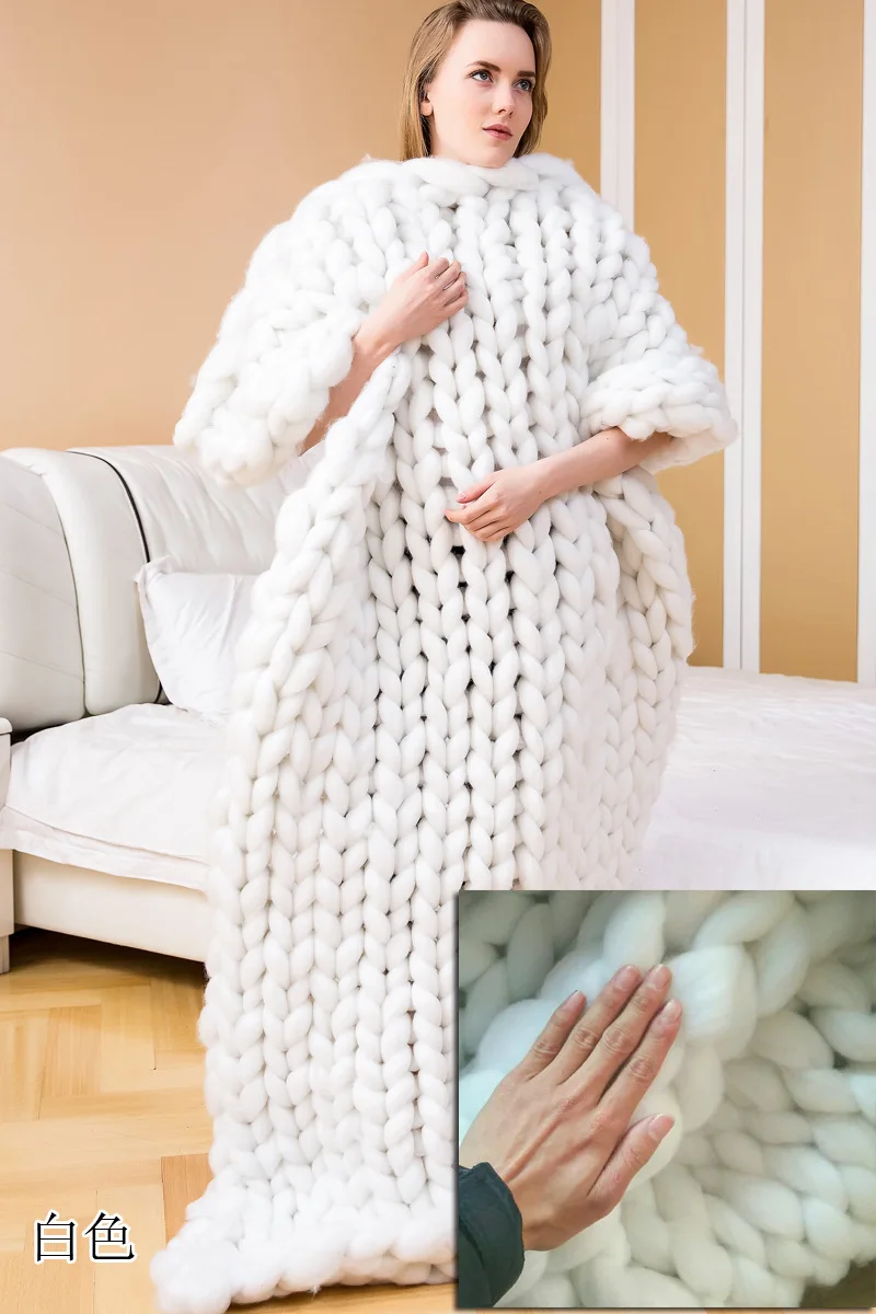 hot Handmade Chunky Knitted Bl - Throw Blanket Chunky Knit 评论和价格