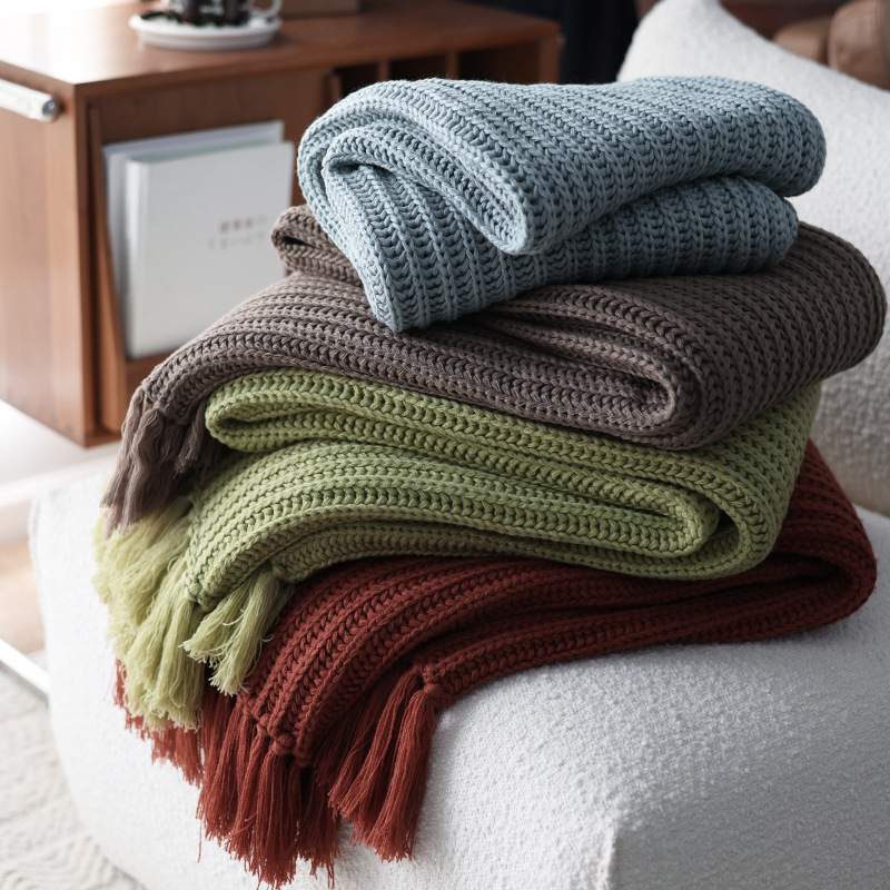 Chunky Solid Knit Throw Blanke - Throw Blanket Chunky Knit 评论和价格