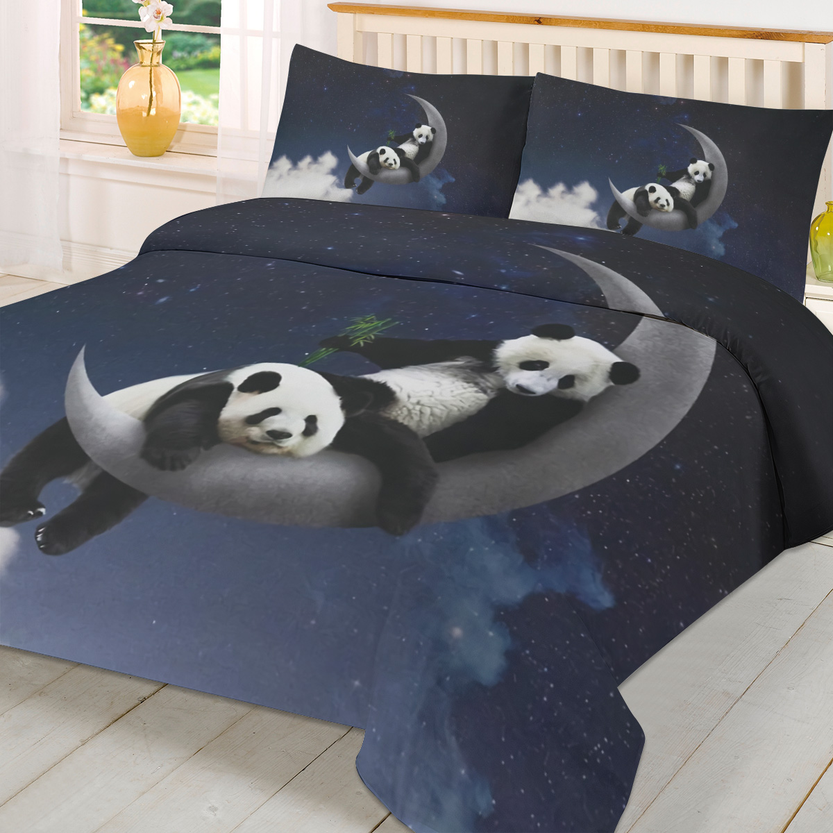 Moon Night Sky Panda Bamboo St - Home Textiles Bedding 评论和价格
