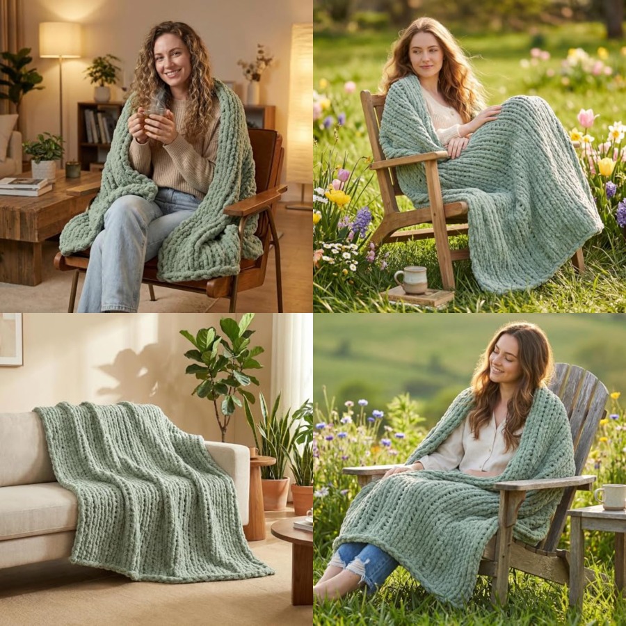 Chunky Knit Throw Blanket for  - Throw Blanket Chunky Knit 评论和价格