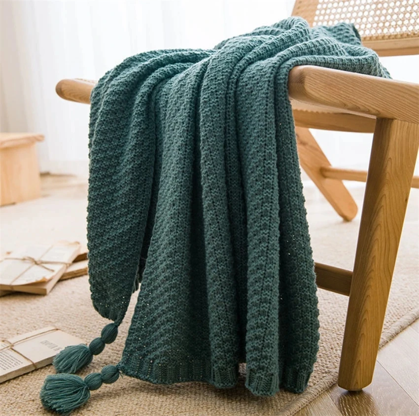 Nordic Blankets for Bed Sofa C - Throw Blanket Chunky Knit 评论和价格
